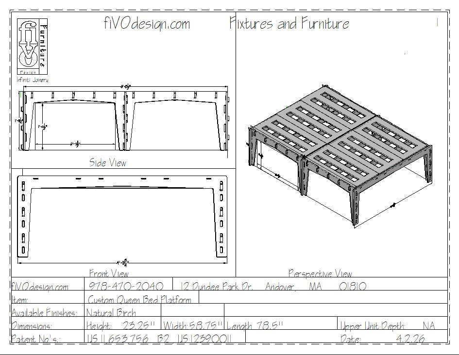 Custom Queen Size Bed Frame with Extra Under Bed Clearance