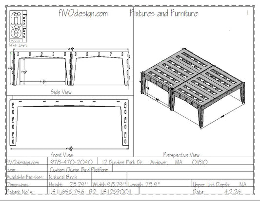 Custom Queen Size Bed Frame with Extra Under Bed Clearance